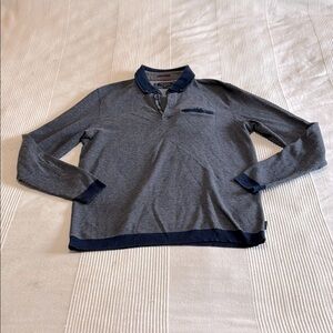 Ted Baker London Chella Heathered Navy Long Sleeve Knit Polo Size Large